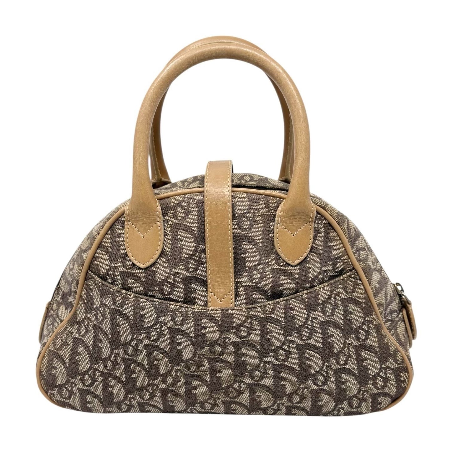 Christian Dior Vintage 2002 Trotter Monogram Double Saddle Bowler Bag Beige