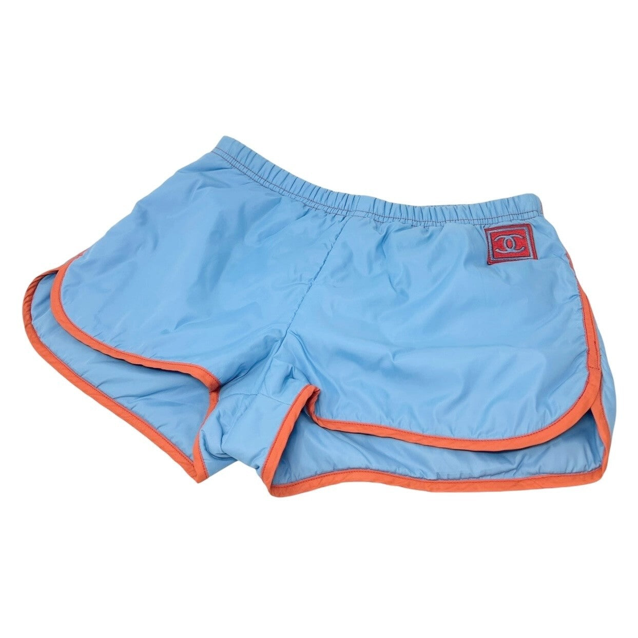 CHANEL Sport Vintage 02S CC Logo Short Pants #36 Shorts Blue Orange Polyamide