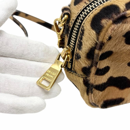 PRADA Vintage Leopard Mini Shoulder Bag Pouch Brown Pony Calf Hair 902269