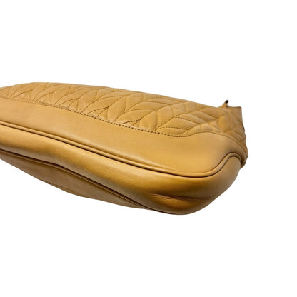 GUCCI Vintage Logo Quilted Chain Shoulder Bag Brown Gold Leather 902065