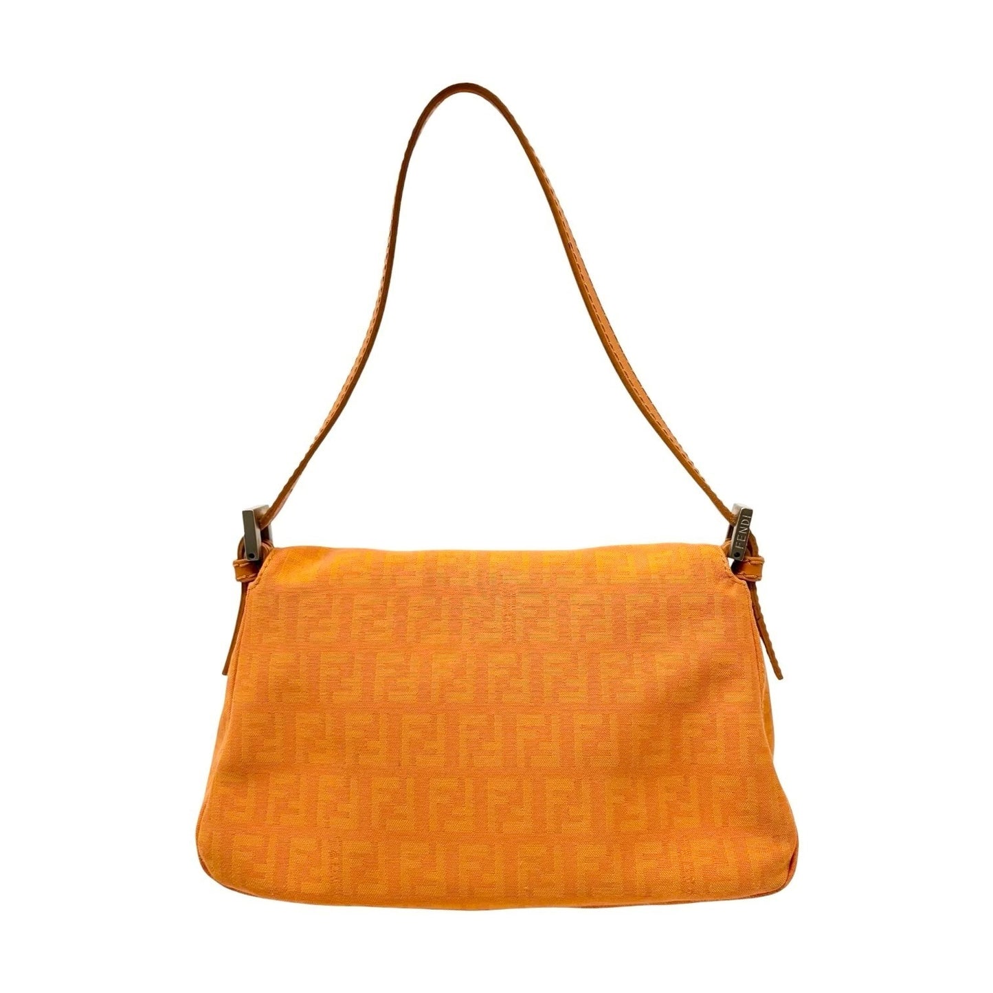 FENDI Vintage Logo Zucchino Mamma Baguette Mini Shoulder Bag Orange 902036