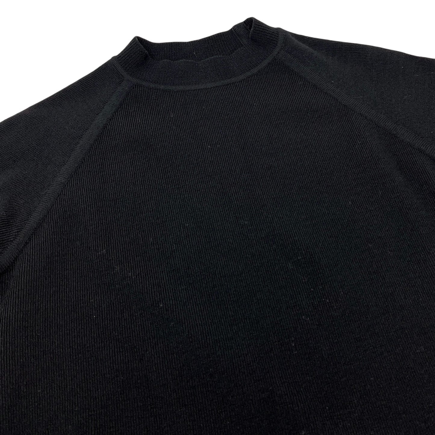 CHANEL Sport Vintage 04A CC Logo Knit Sweater Top #38 Mock Neck Black Wool