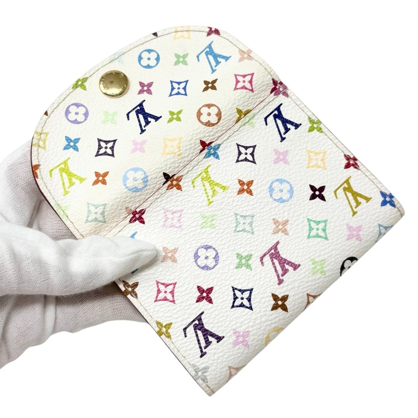 LOUIS VUITTON Vintage Monogram Multicolor Card Holder Leather White 902223