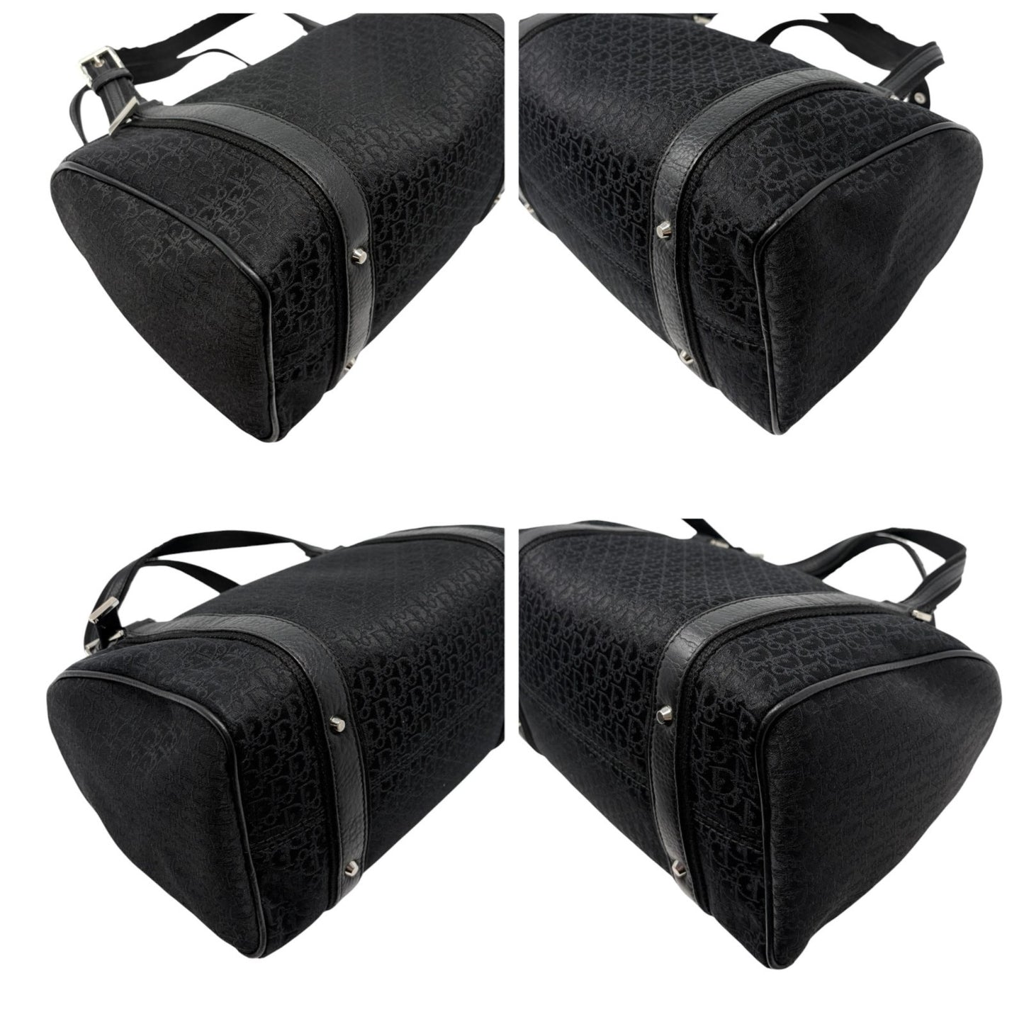 Christian Dior Street Chic Trotter Monogram Boston Bag Black Canvas 902442