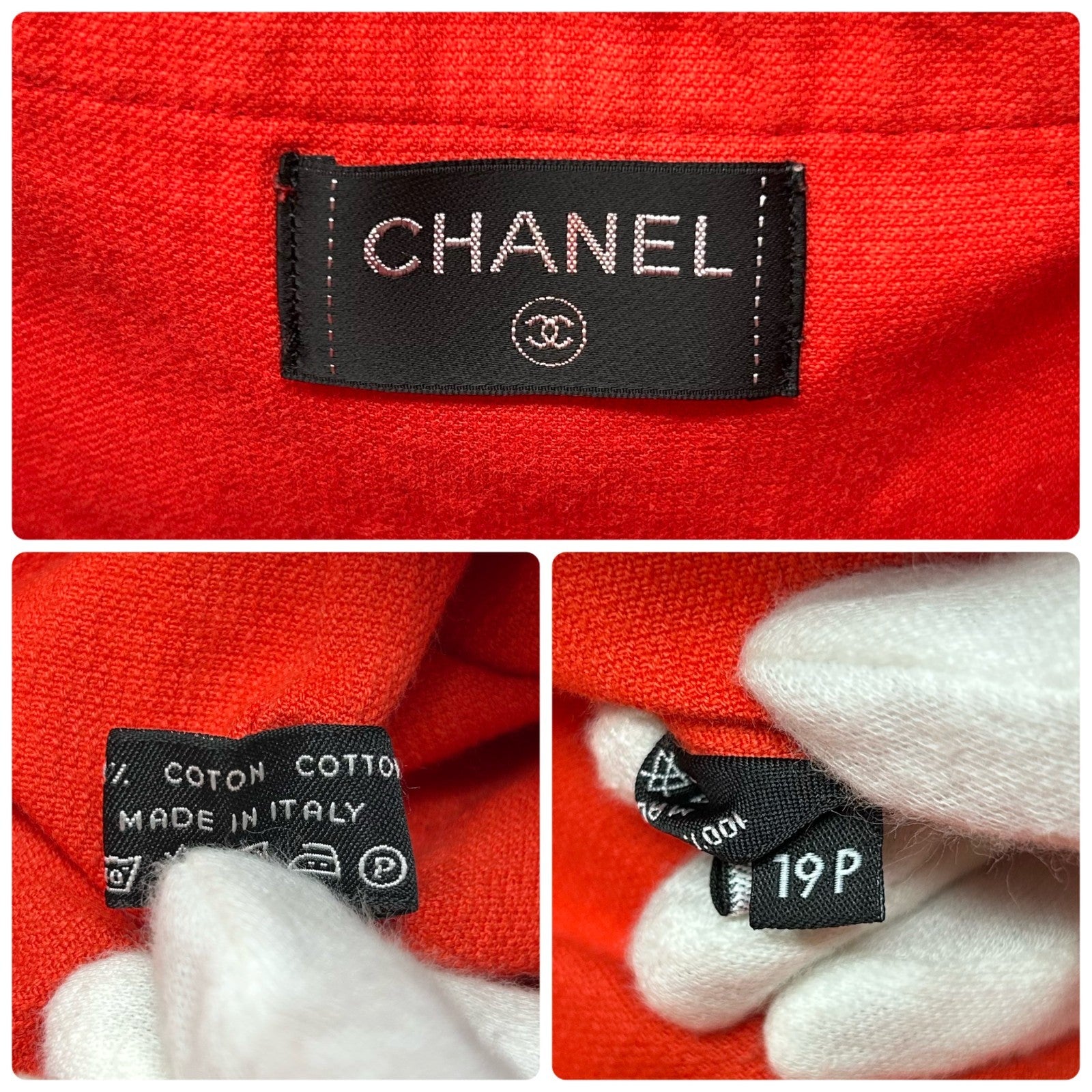 CHANEL Vintage CC Logo Beach Tote Shoulder Bag Red Cotton Terry Cloth Fringe