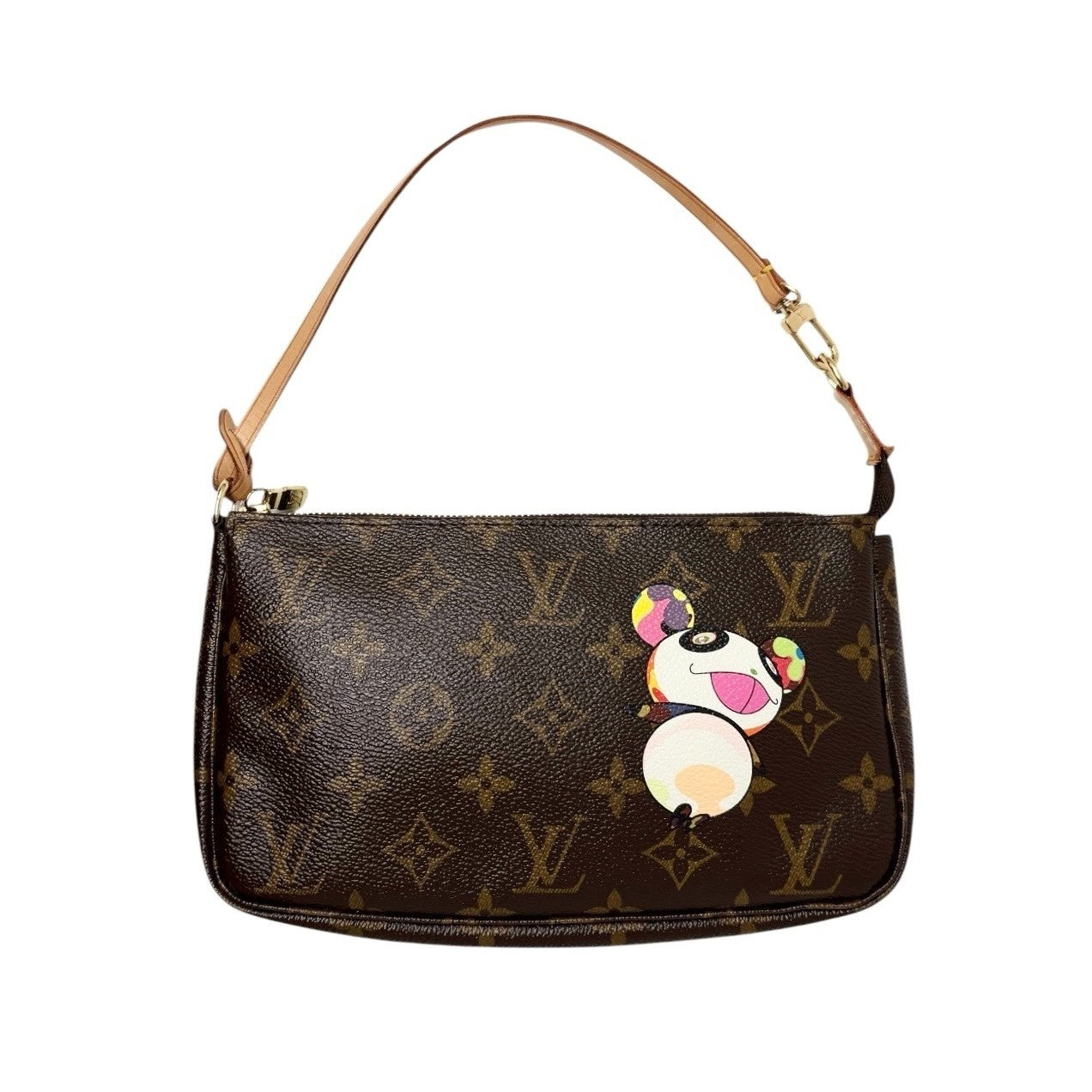 LOUIS VUITTON Vintage 2004 Murakami Monogram Panda Pochette Mini Bag Brown