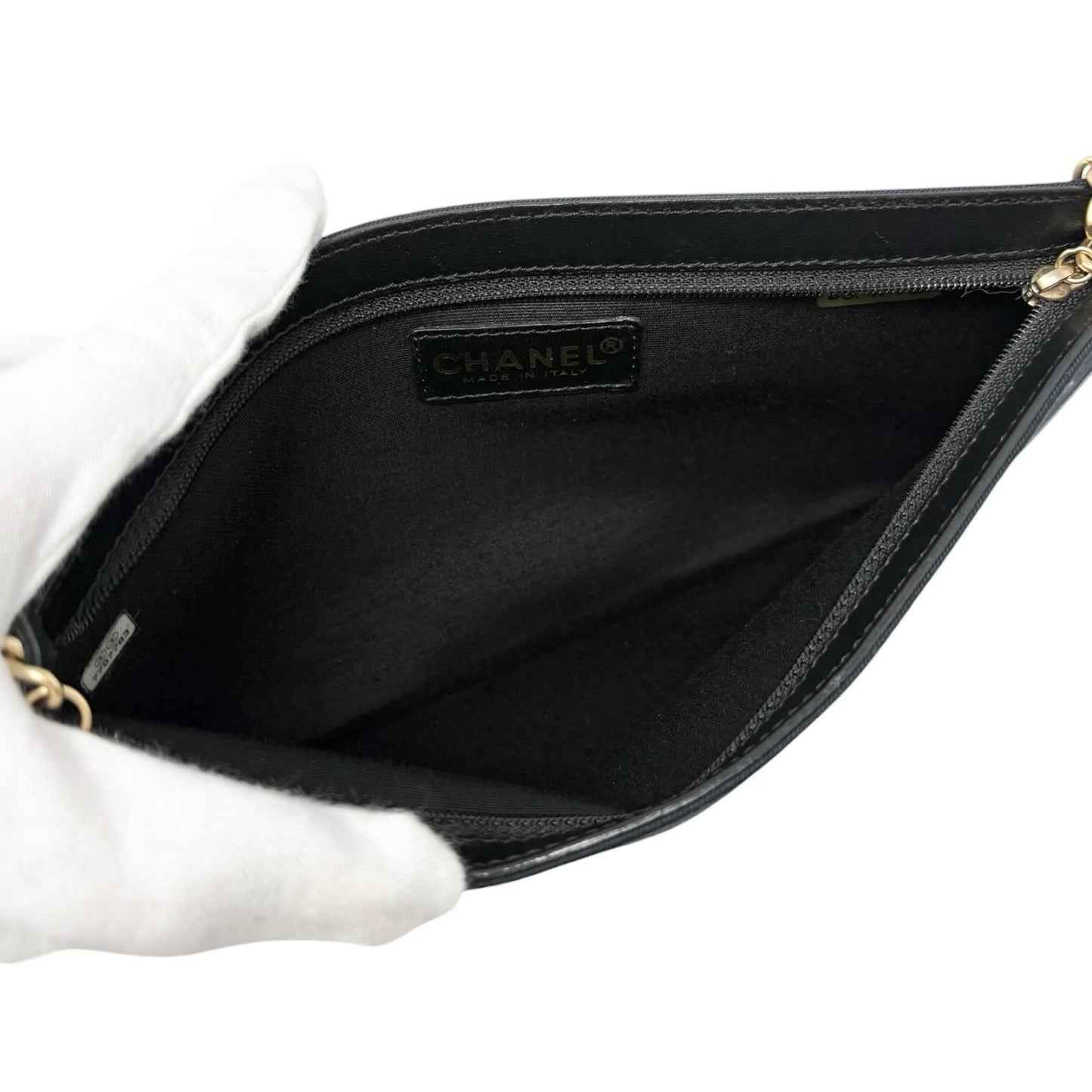 CHANEL Vintage CC Logo Icon Print Canvas Shoulder Bag Pochette Dark Blue Chain