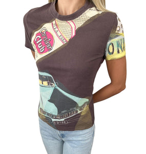 Christian Dior Vintage 2002 Taxi Print T-shirt Top #38 Multicolor Cotton Rank AB