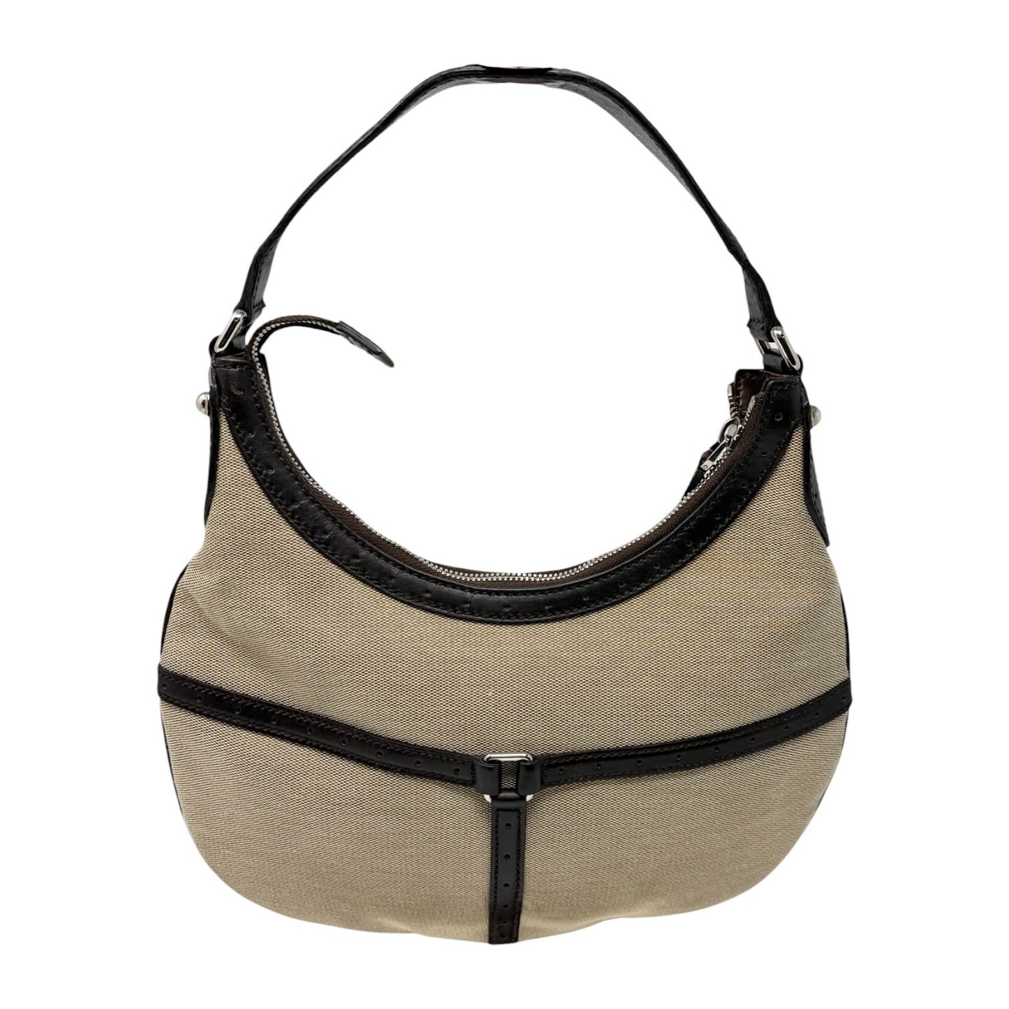 GUCCI Vintage Web Stripe Interlocking GG Logo Canvas Hobo Bag Beige 902206