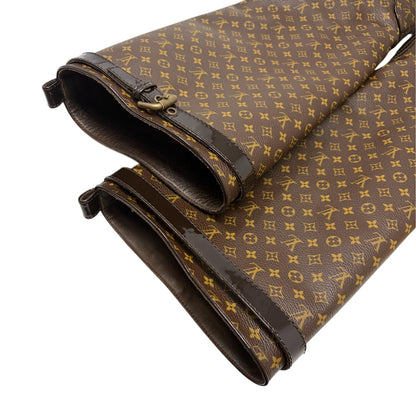 LOUIS VUITTON Vintage LV Monogram Long Boots #37-37.5 Heels Brown Black 902463