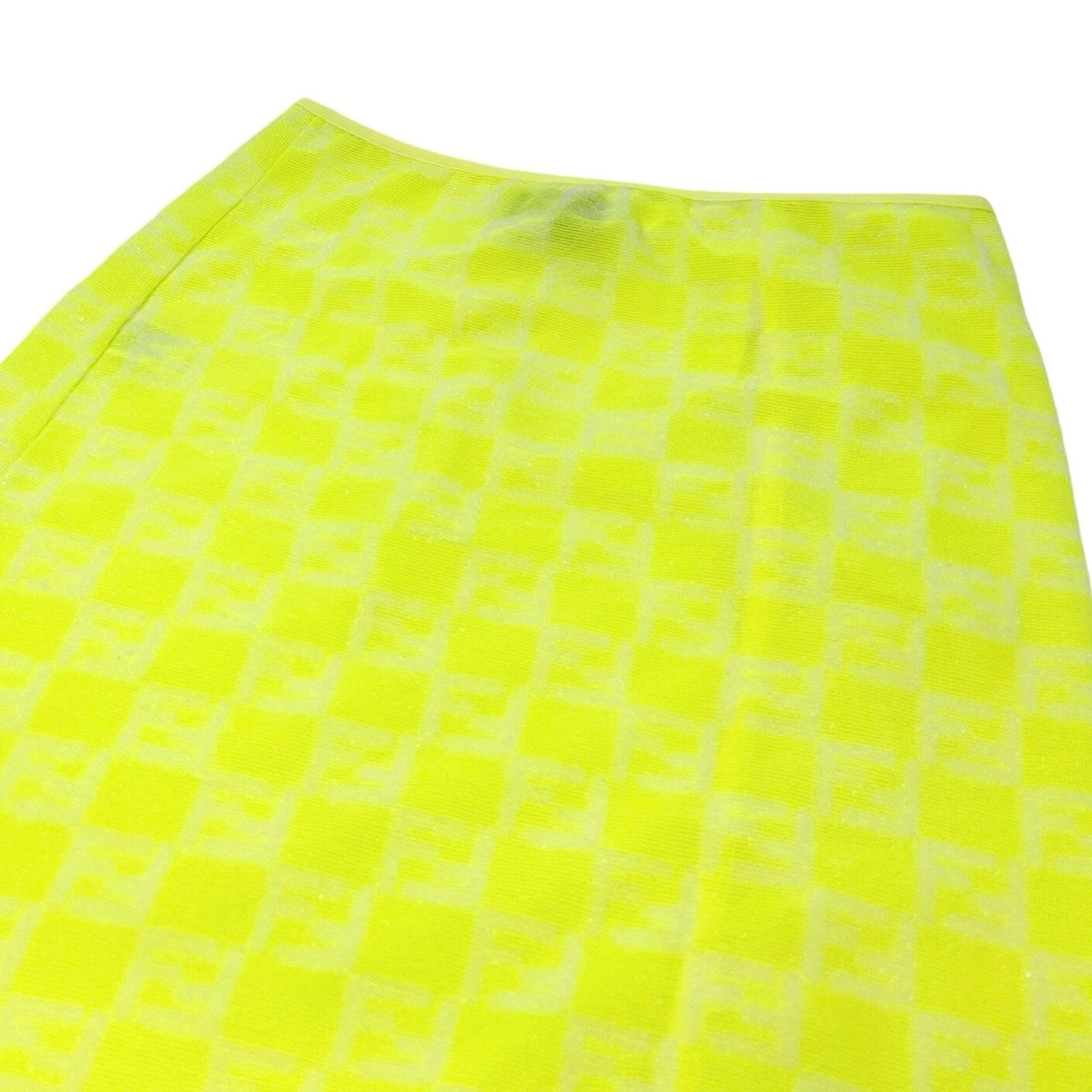 FENDI Vintage Zucchino FF Logo Camisole Skirt Set #42 #40 Yellow Nylon Rank AB+