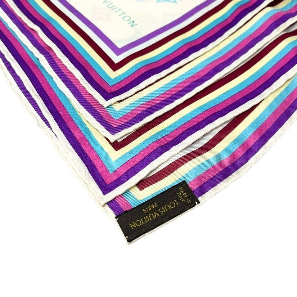 LOUIS VUITTON Vintage LV Eye Love Monogram Logo Multicolor Scarf Wrap Shawl