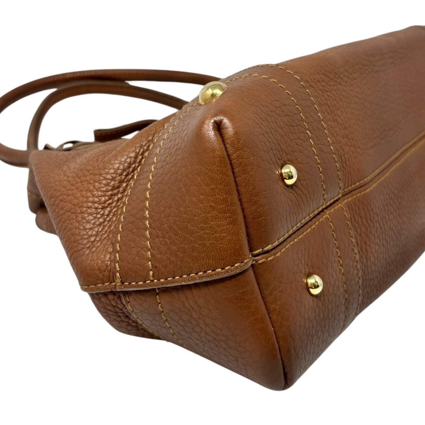DOLCE&GABBANA Vintage DG Logo Shoulder Tote Bag Brown Gold Leather 902064