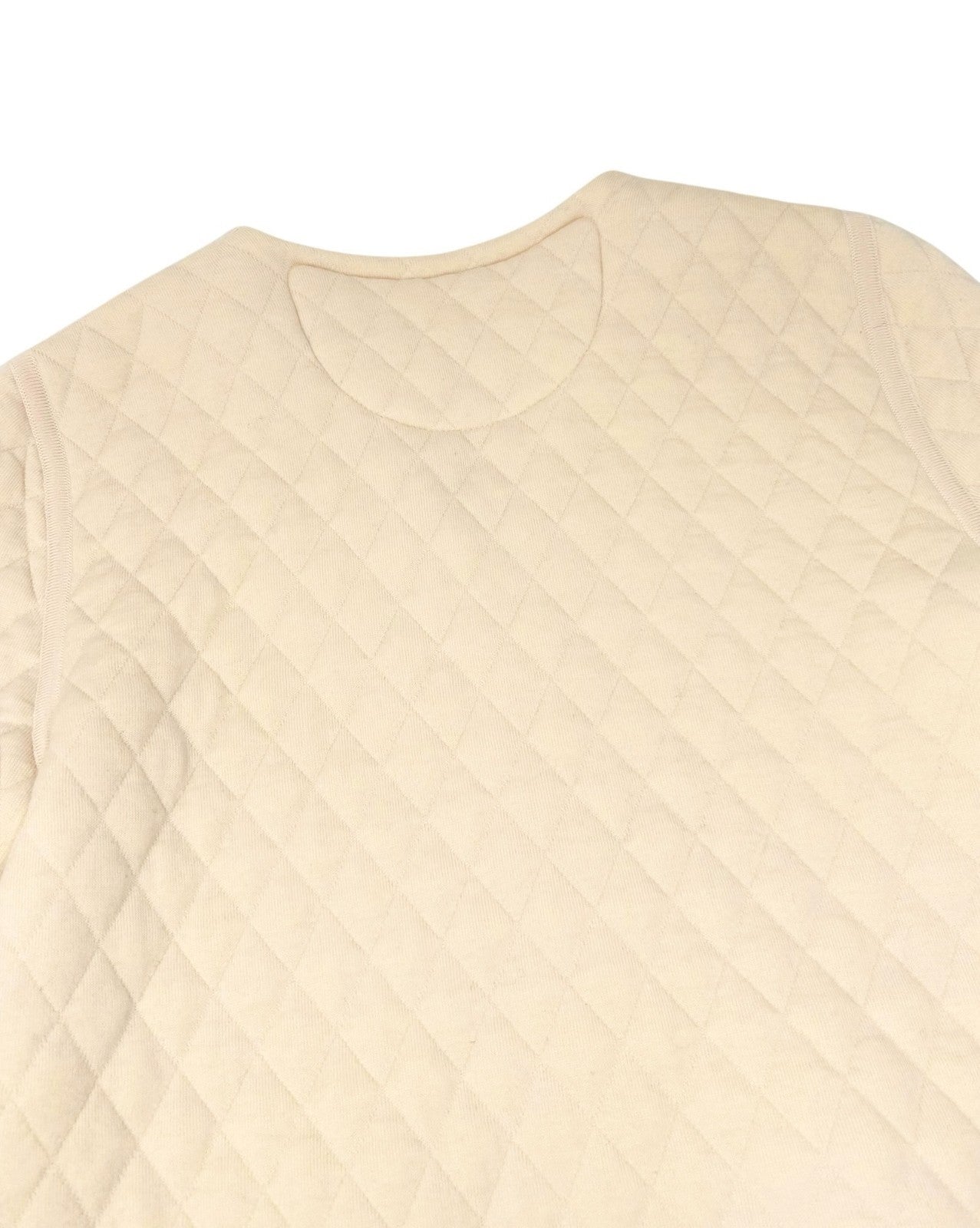 CHANEL Vintage 05A CC Logo Cambon Quilted Jacket #38 Zip Pocket Cream Wool