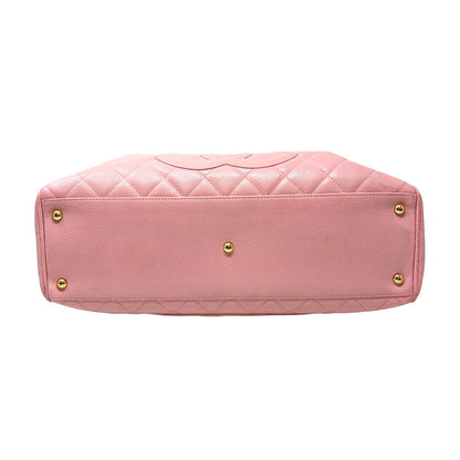 CHANEL Vintage Bic CC Logo Timeless Quilted Leather Boston Bag Pink 902272