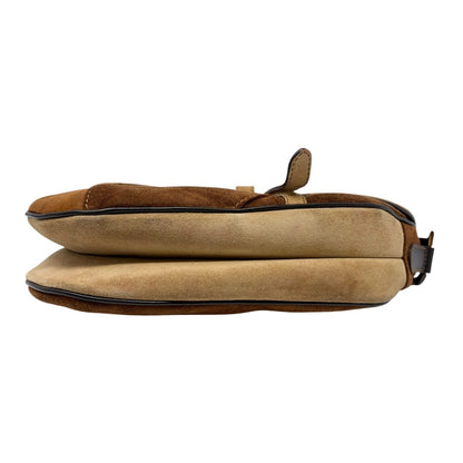 Christian Dior Vintage Pony Carf Hair Saddle Shoulder Bag Brown Beige 902489