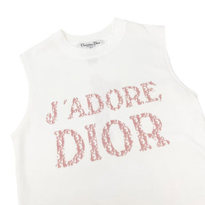 Christian Dior Vintage Trotter Monogram J'ADORE Logo Tank Top #36 White Rank AB