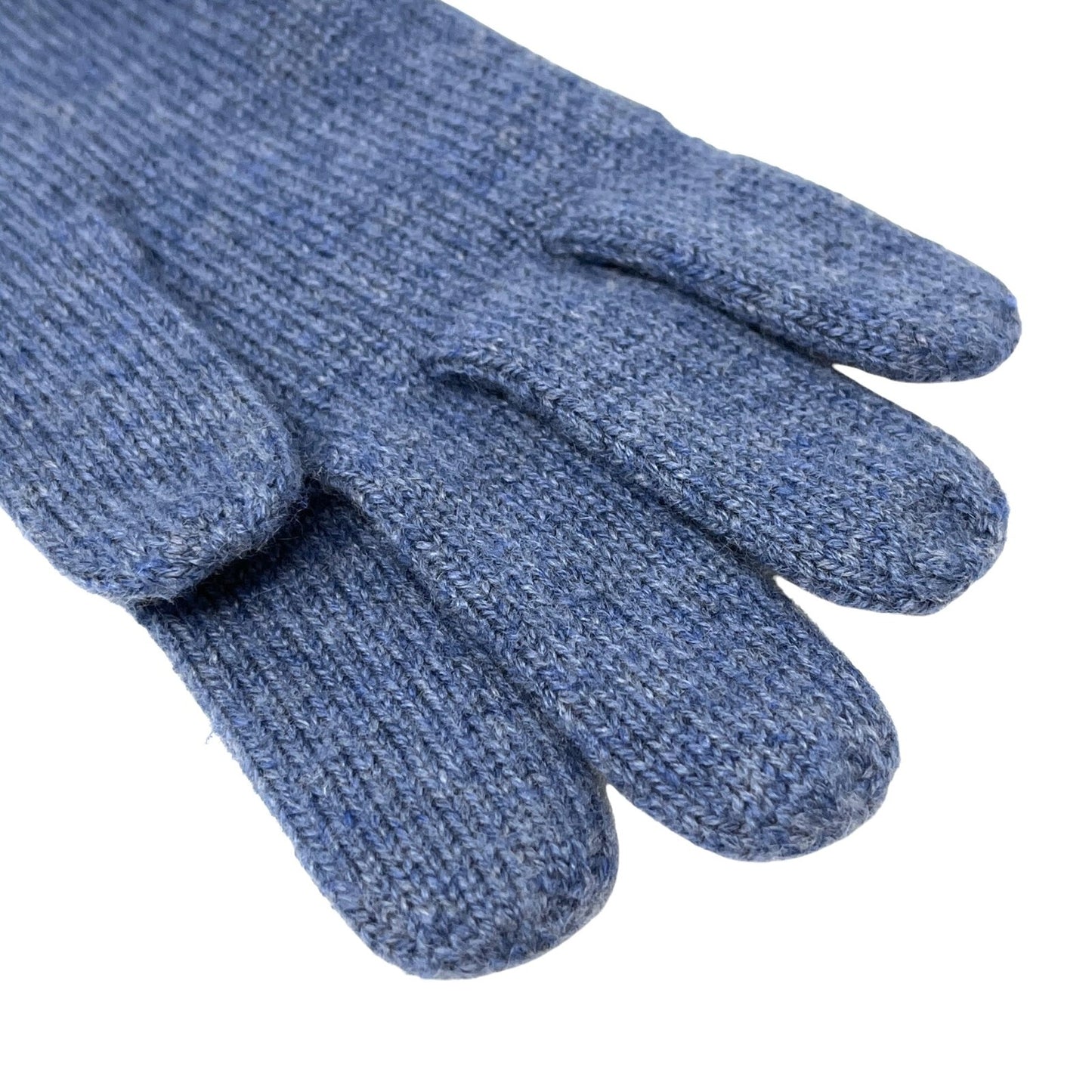 HERMES Vintage H Logo Gloves #S Knit Fashion Winter Accessory Blue Cashmere