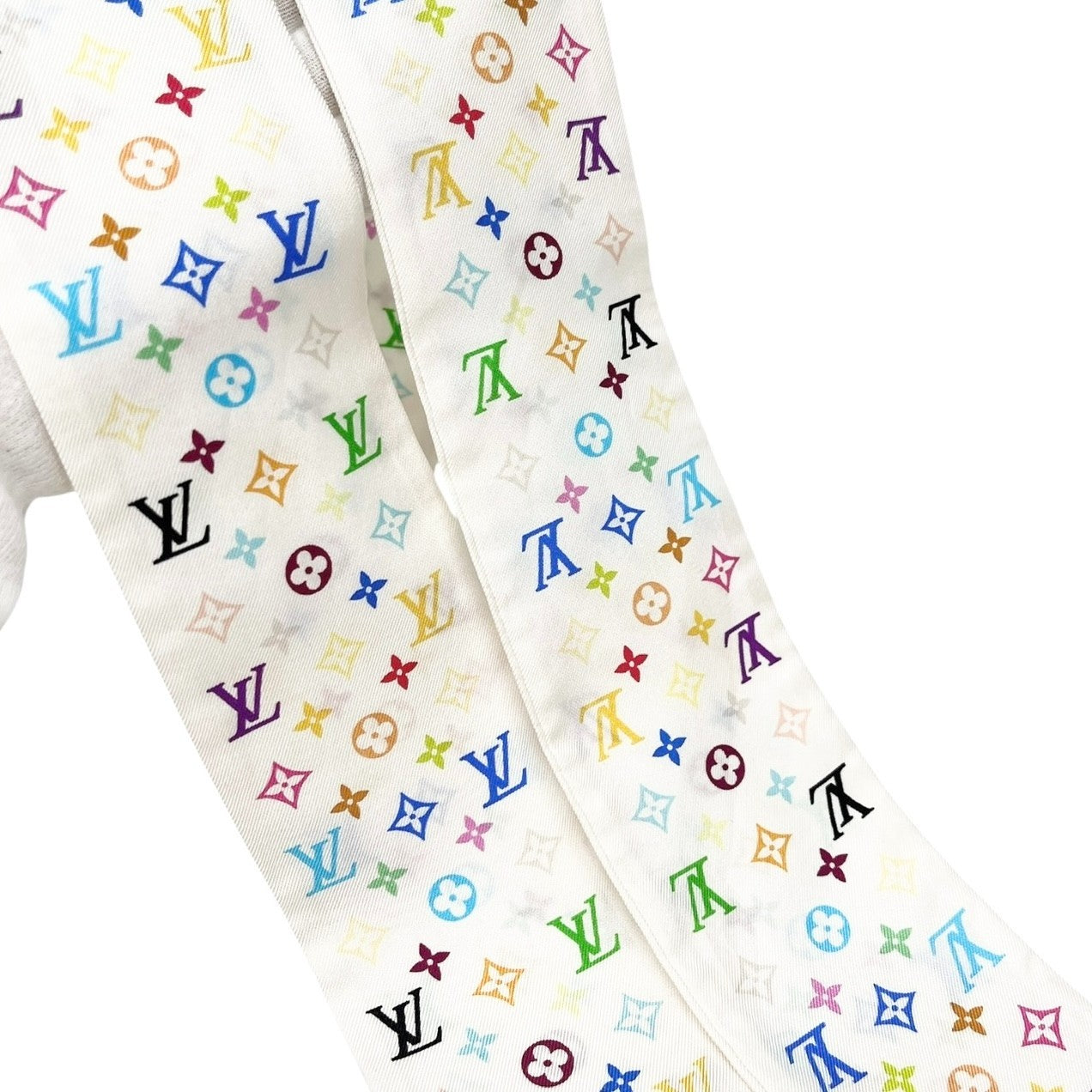 LOUIS VUITTON Vintage LV Monogram Multicolor Bandeau Scarf Silk Hair Accessory