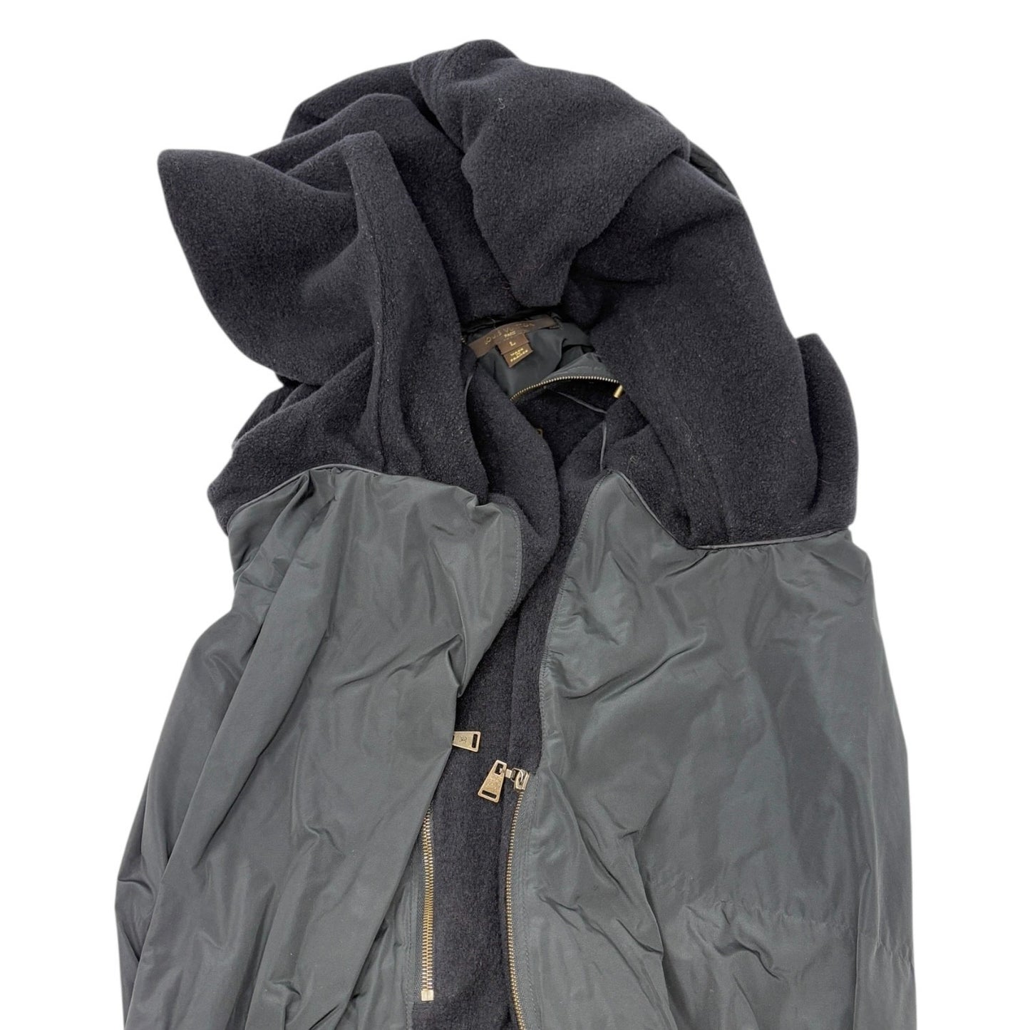 LOUIS VUITTON Vintage LV Logo Full Zip Up Hoodie Jacket #L Black Polyester