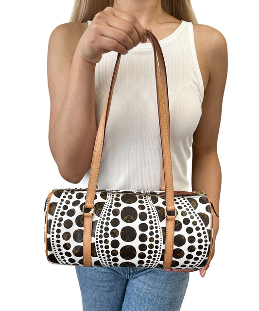 LOUIS VUITTON Vintage Monogram Yayoi Kusama Papillon Shoulder Bag White 902548