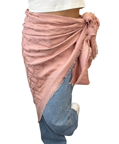 Christian Dior Vintage Logo Trotter Monogram Silk Scarf Shawl Pink 902070