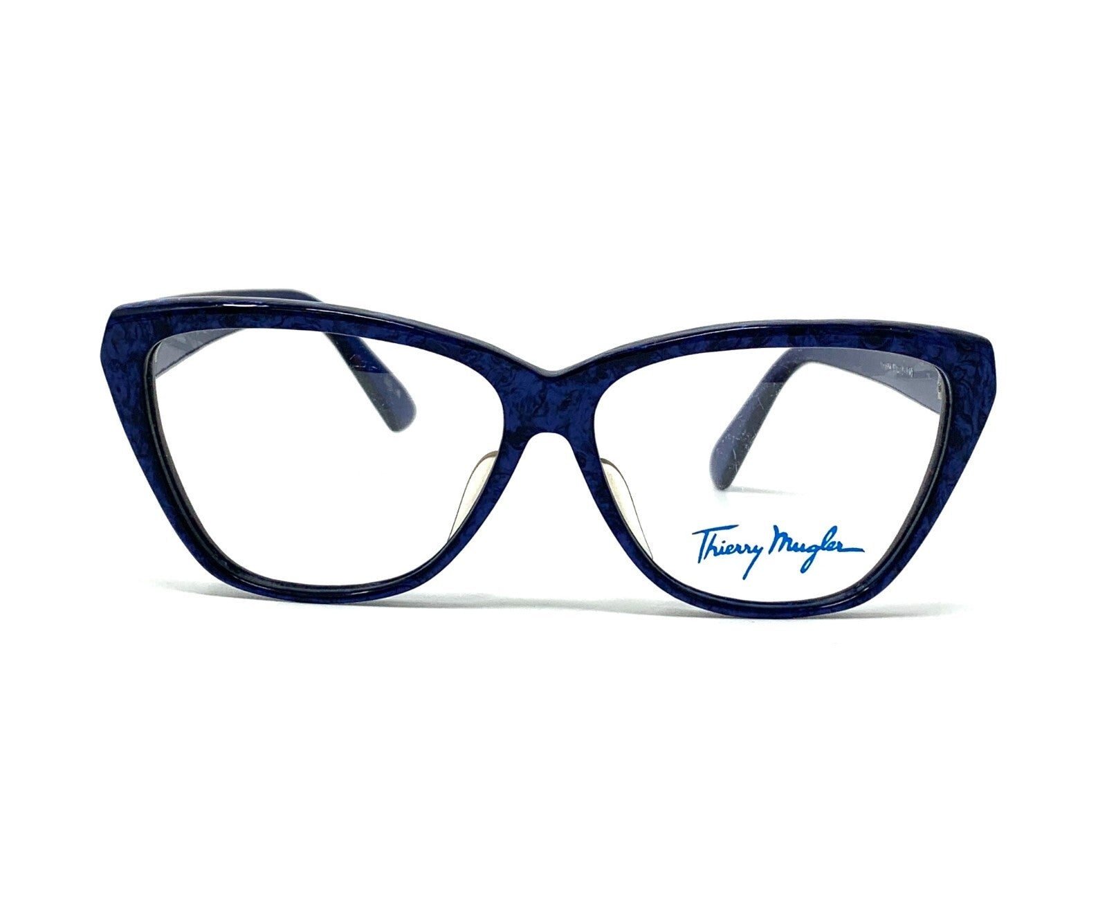 THIERRY MUGLER Vintage Logo Sunglass Shades Accessory Marble Pattern Blue RankAB