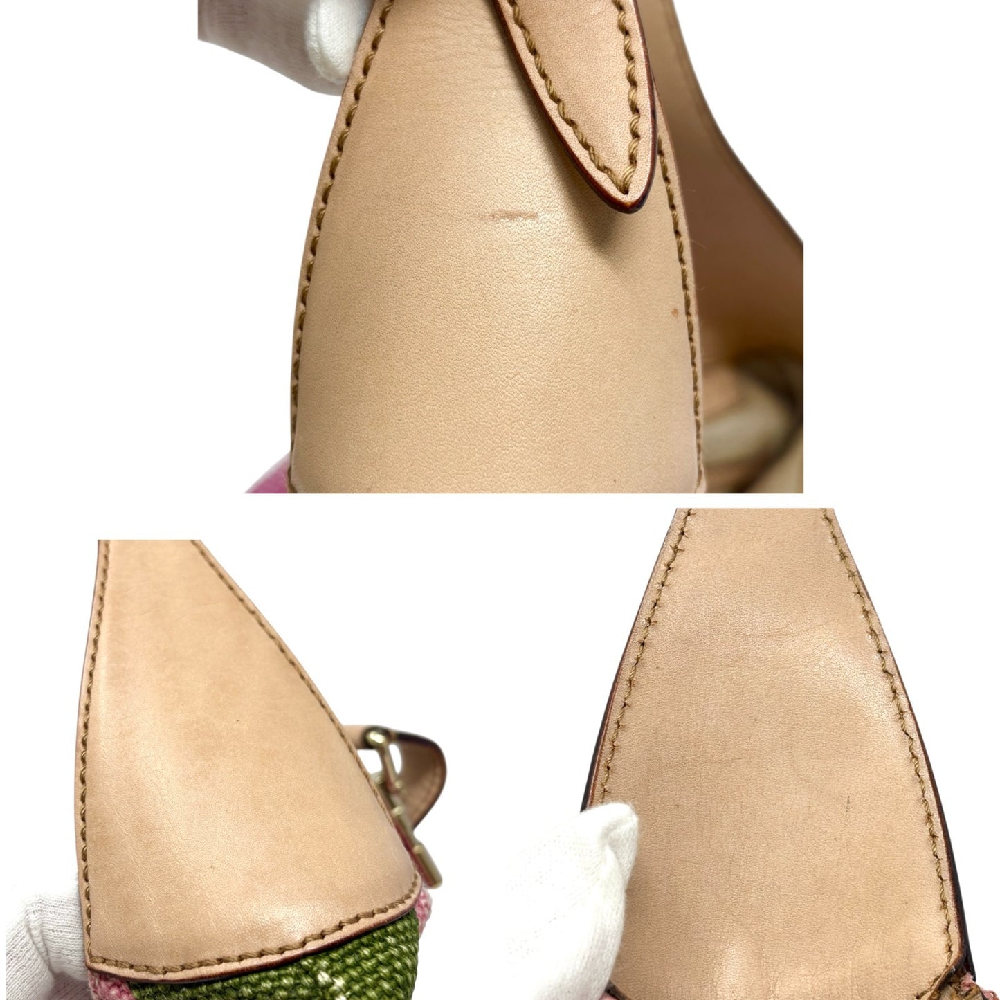 GUCCI Vintage Jackie Stripe Multicolor Shoulder Hobo Bag Handbag Beige Canvas