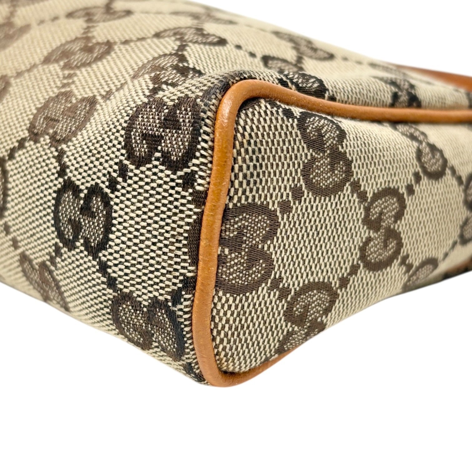 GUCCI Vintage GG Monogram Abbey Mini Shoulder Bag Pochette Camel Brown Canvas