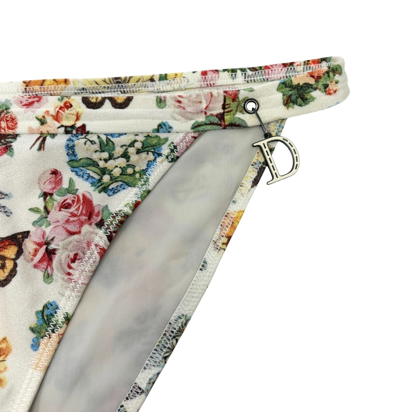 Christian Dior Vintage D-Charm Flower Bikini Swimwear Multicolor White 106951