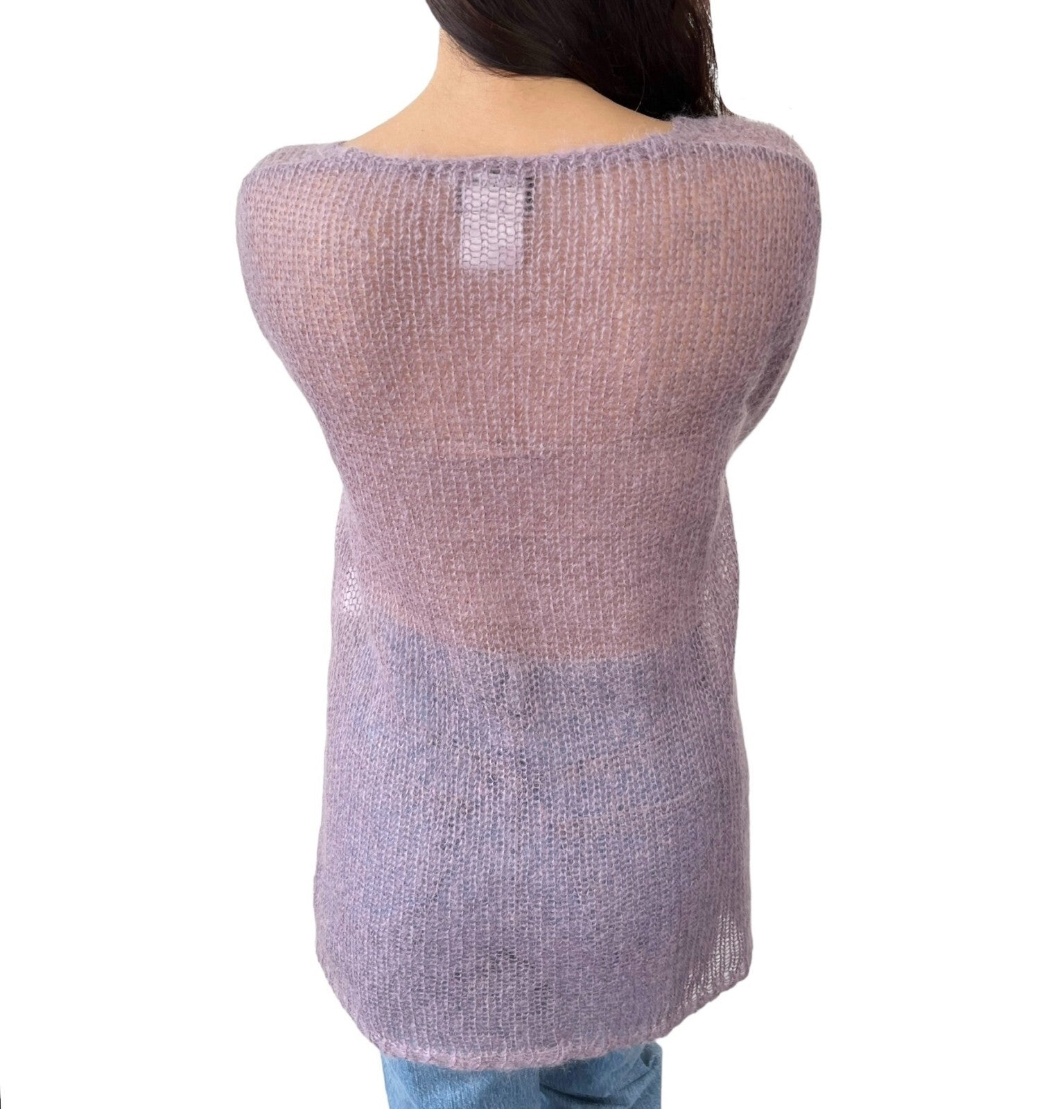 CHANEL Vintage 98A CC Mark Logo Sweater Top #38 Clochette Purple Mohair RankAB