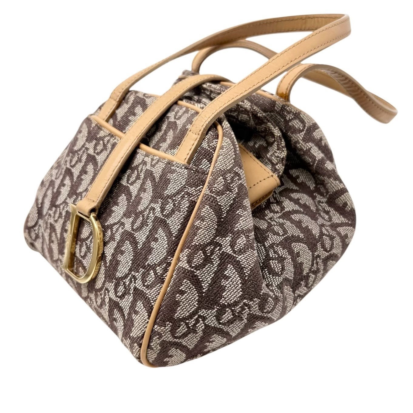 Christian Dior Vintage 2001 Trotter Monogram Mini D Charm Bag Handbag Beige