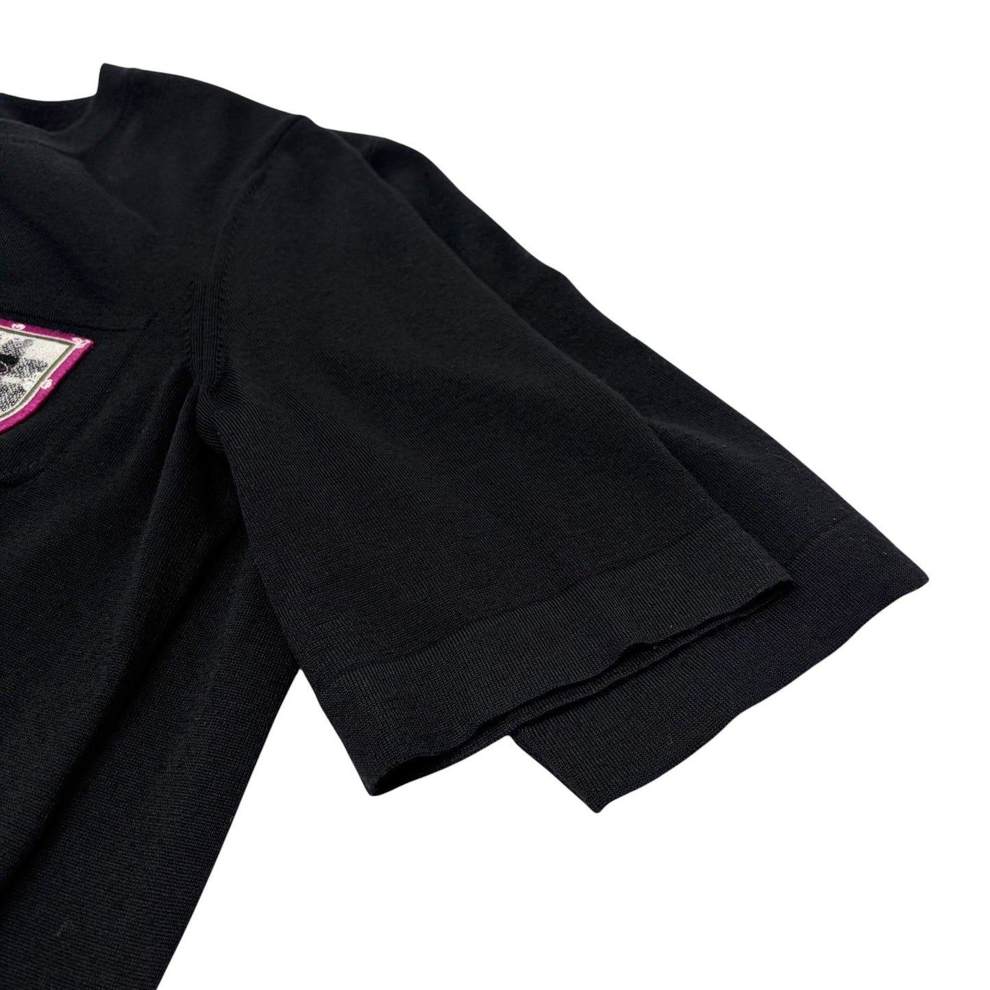 CHANEL Vintage P46568 CC Logo Patch T-shirt Dress #40 Black Purple 901866