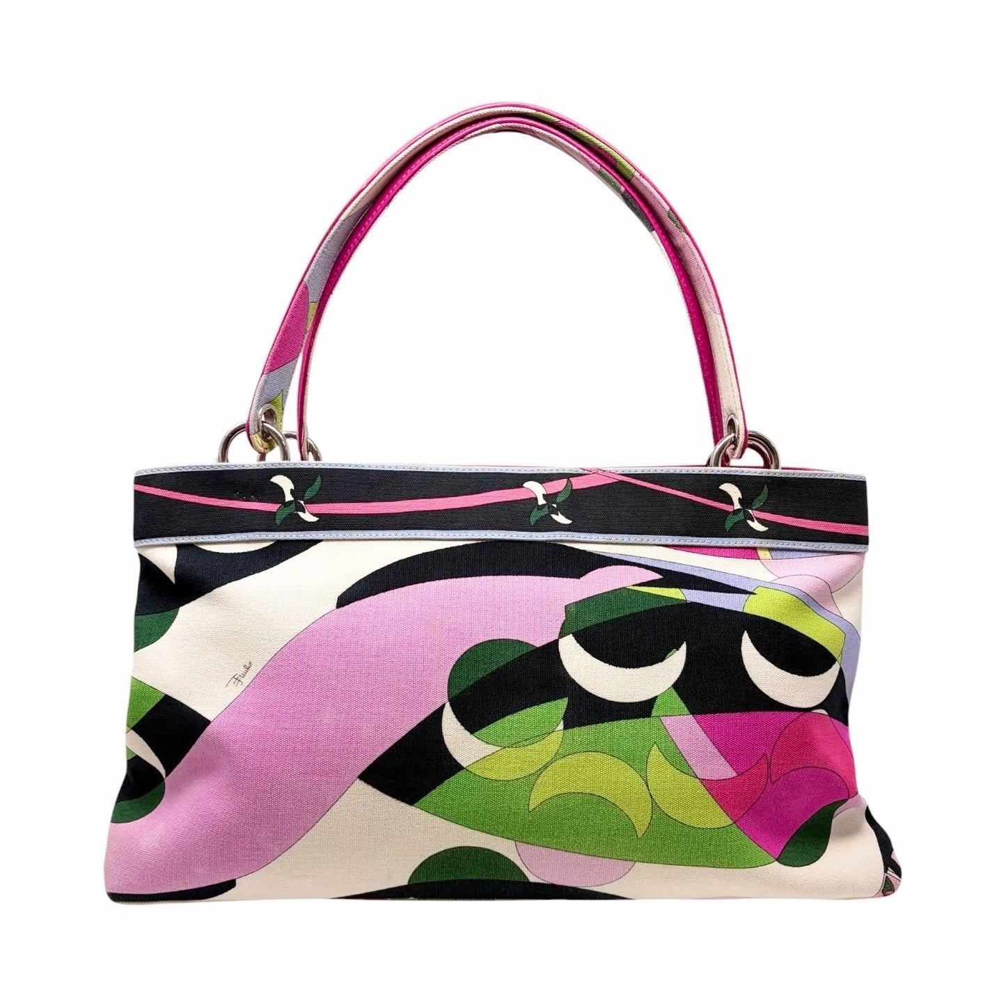EMILIO PUCCI Vintage Logo Geometric Multicolor Tote Bag Pink  902039