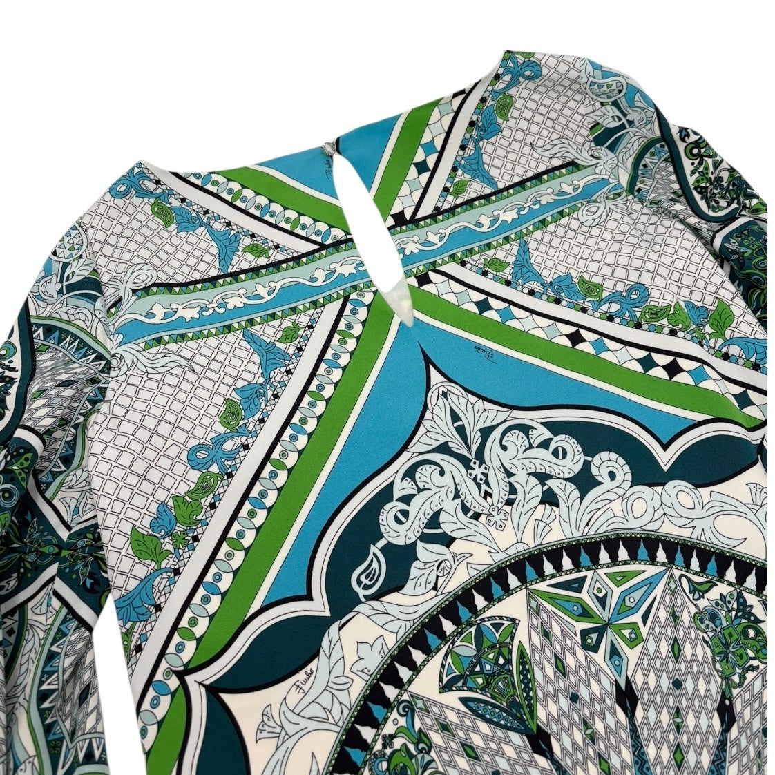 Emilio Pucci Vintage Logo Dress One-Piece #34 Multicolor Blue