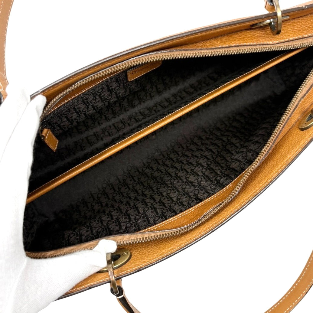 Christian Dior Vintage East West Lady Dior Shoulder Bag Brown Gold 901897