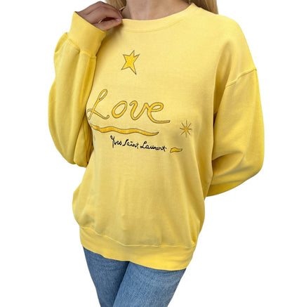 Yves Saint Laurent Vintage Love Star Embroidered Sweatshirt Yellow 901938