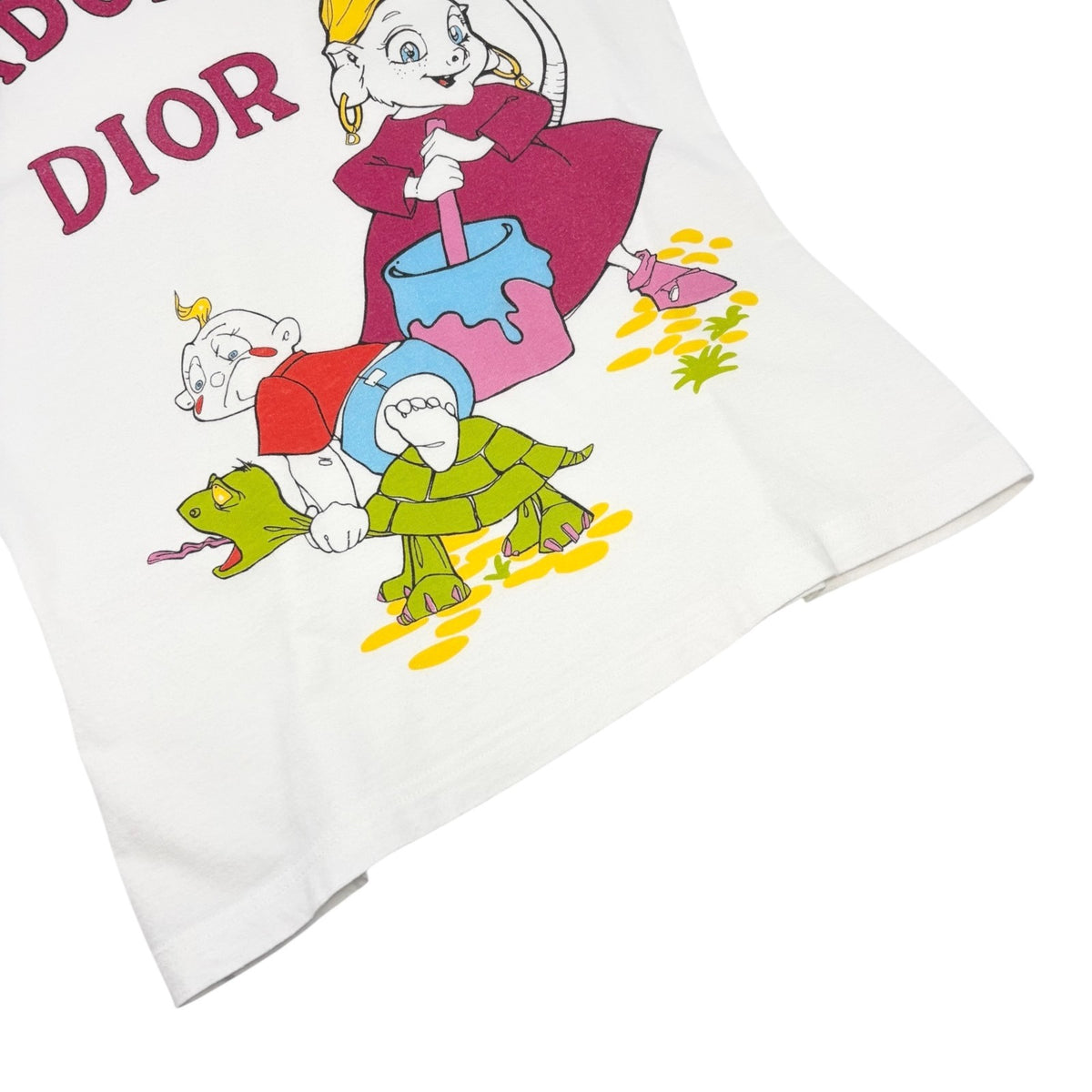 Christian Dior Vintage 2002 J'ADORE Logo Cartoon T-shirt Top #38 White 902451