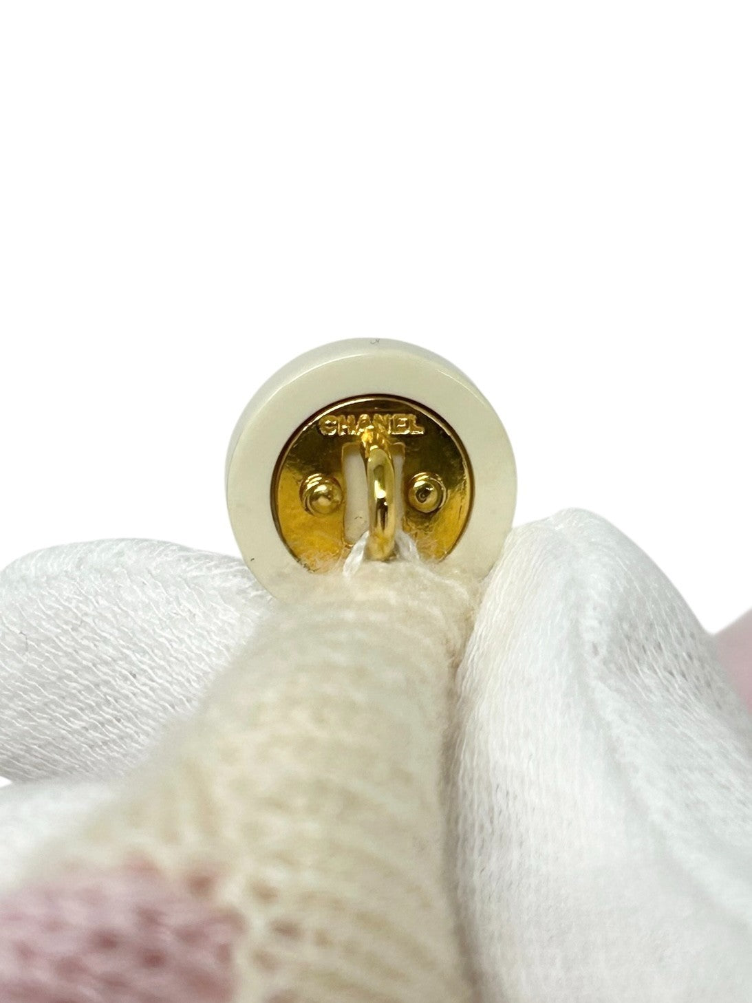 CHANEL Vintage 96C Long Cardigan #42 Knit Sweater Button Pink Cream Cashmere