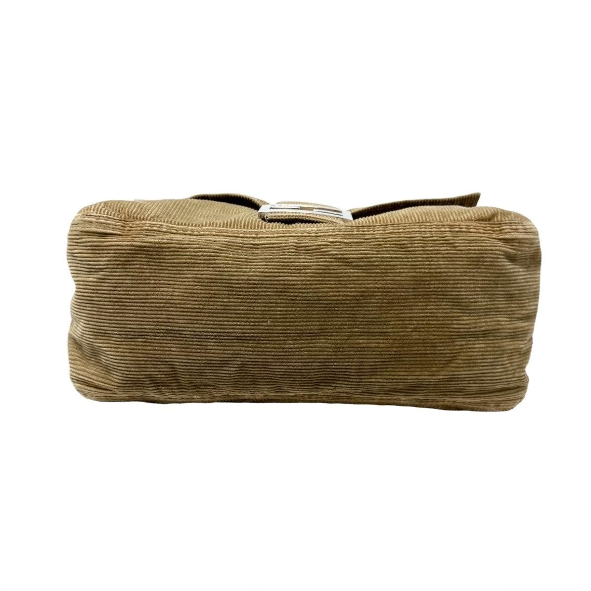 FENDI Vintage FF Logo Corduroy Mamma Baguette Shoulder Bag Light Brown Silver