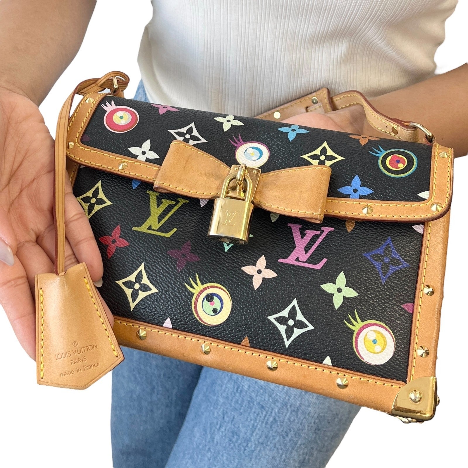 LOUIS VUITTON Vintage M92054 Eye Love Monogram Pochette Eye Miss You Bag Black