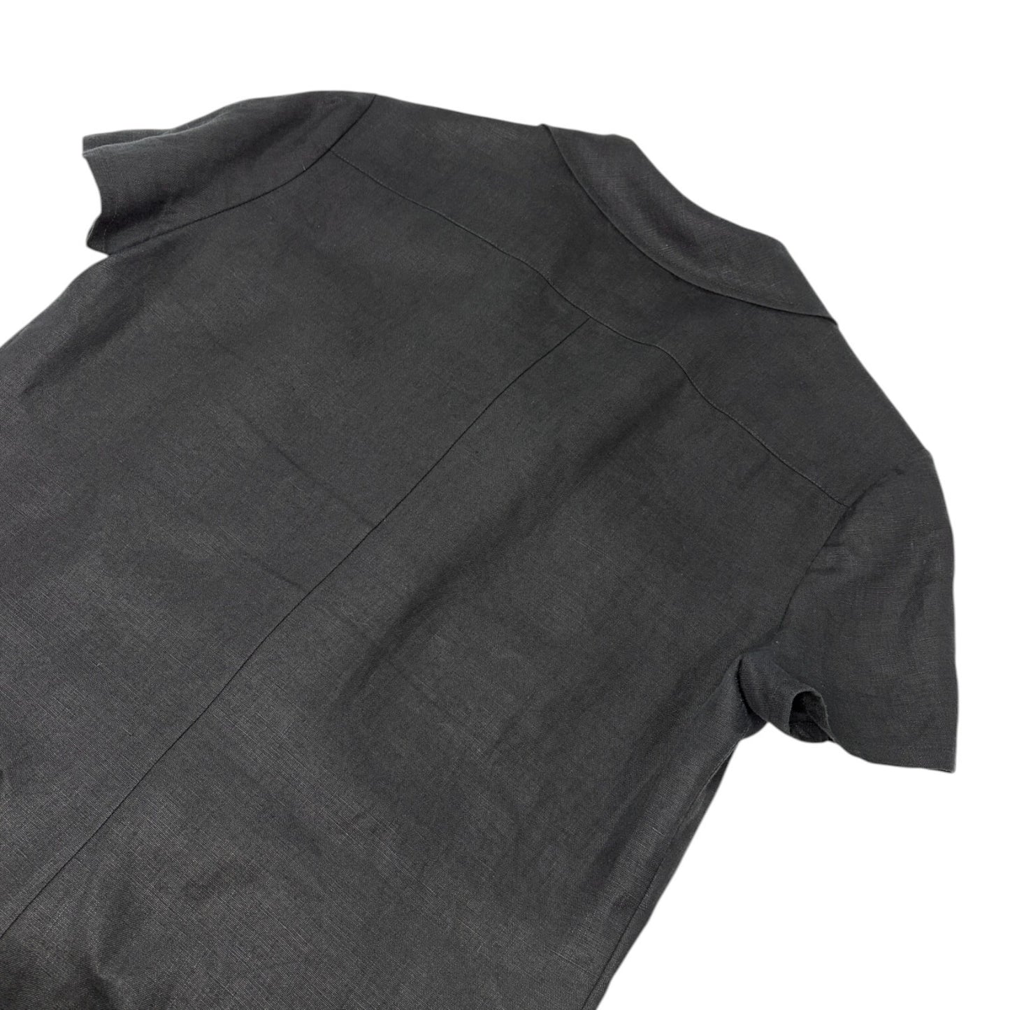 CHANEL Vintage 97P CC Logo Button Linen Shirt Dress One-piece #42 Black