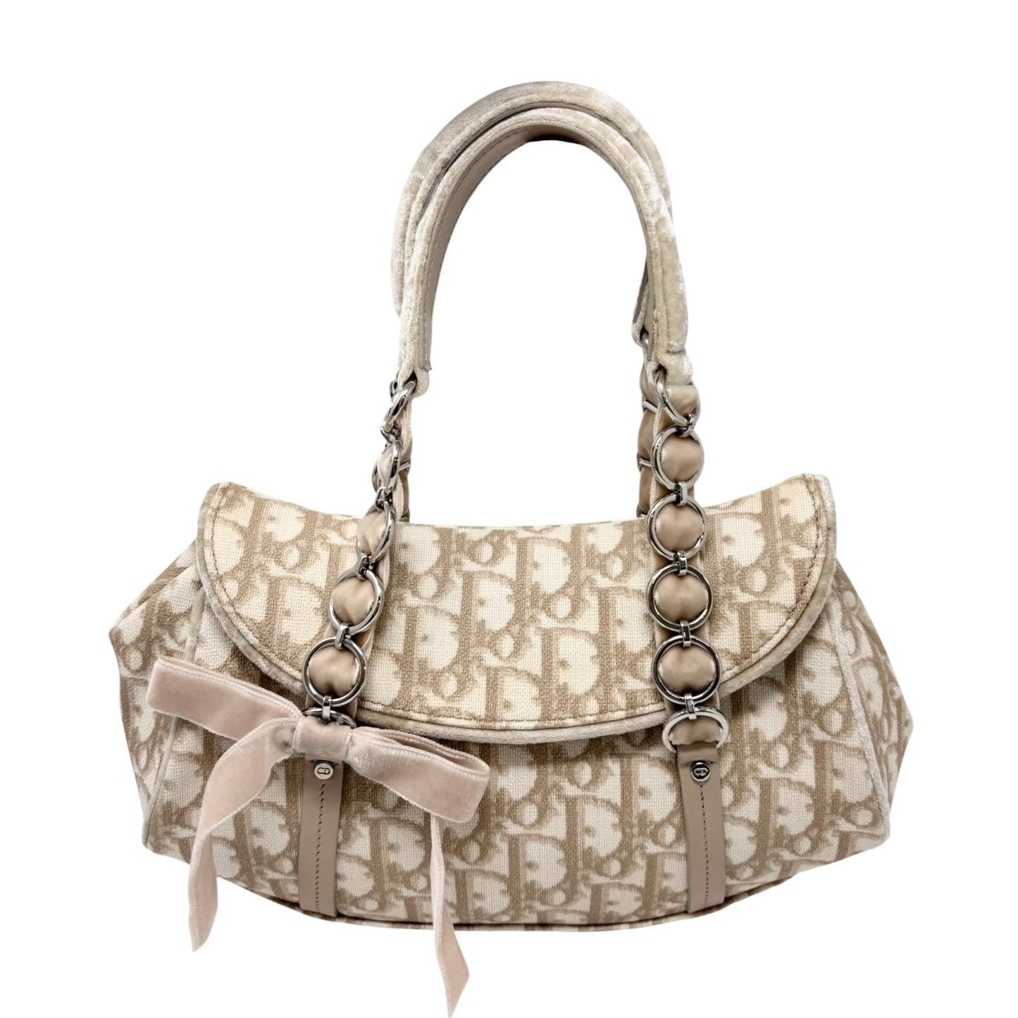 Christian Dior Vintage 2005 Trotter Monogram Romantique Bag Beige PVC 902270