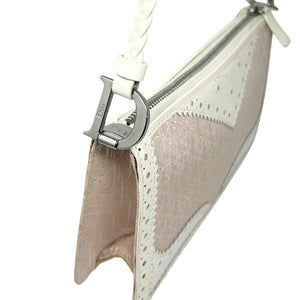 Christian Dior Vintage Trotter Monogram Logo Shoulder Bag Pink White Leather Zip