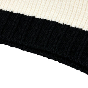 CHANEL Sport Vintage 08A CC Logo Turtleneck Sweater Top #34 White Black Wool