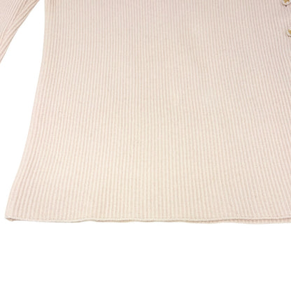CHANEL Vintage CC Logo Button Rib Knit Cashmere Sweater Top #S Cream 106909