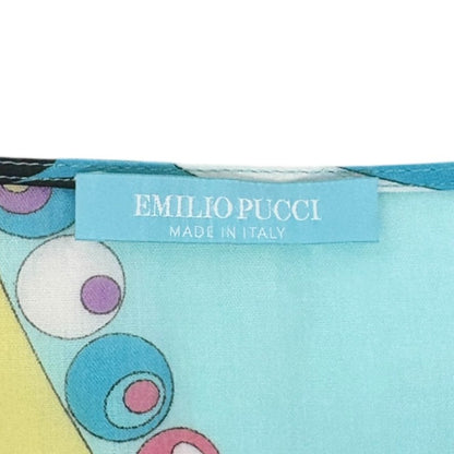 EMILIO PUCCI Vintage Logo Multicolor Abstract Print Tunic Top Blue 901935
