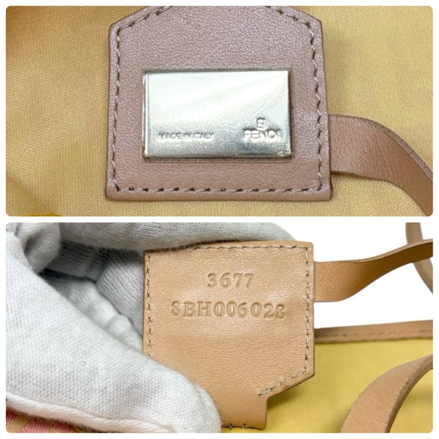 FENDI Vintage FF Logo Zucchino Tote Bag Pink Beige Canvas w/Pouch 901878