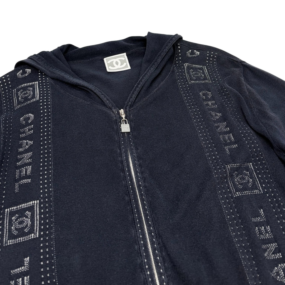 CHANEL Sport Vintage 07C CC Logo Zip Hoodie Jacket Top #40 Blue White 902494