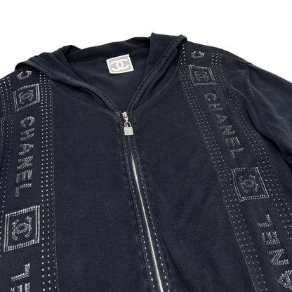 CHANEL Sport Vintage 07C CC Logo Zip Hoodie Jacket Top #40 Blue White 902494